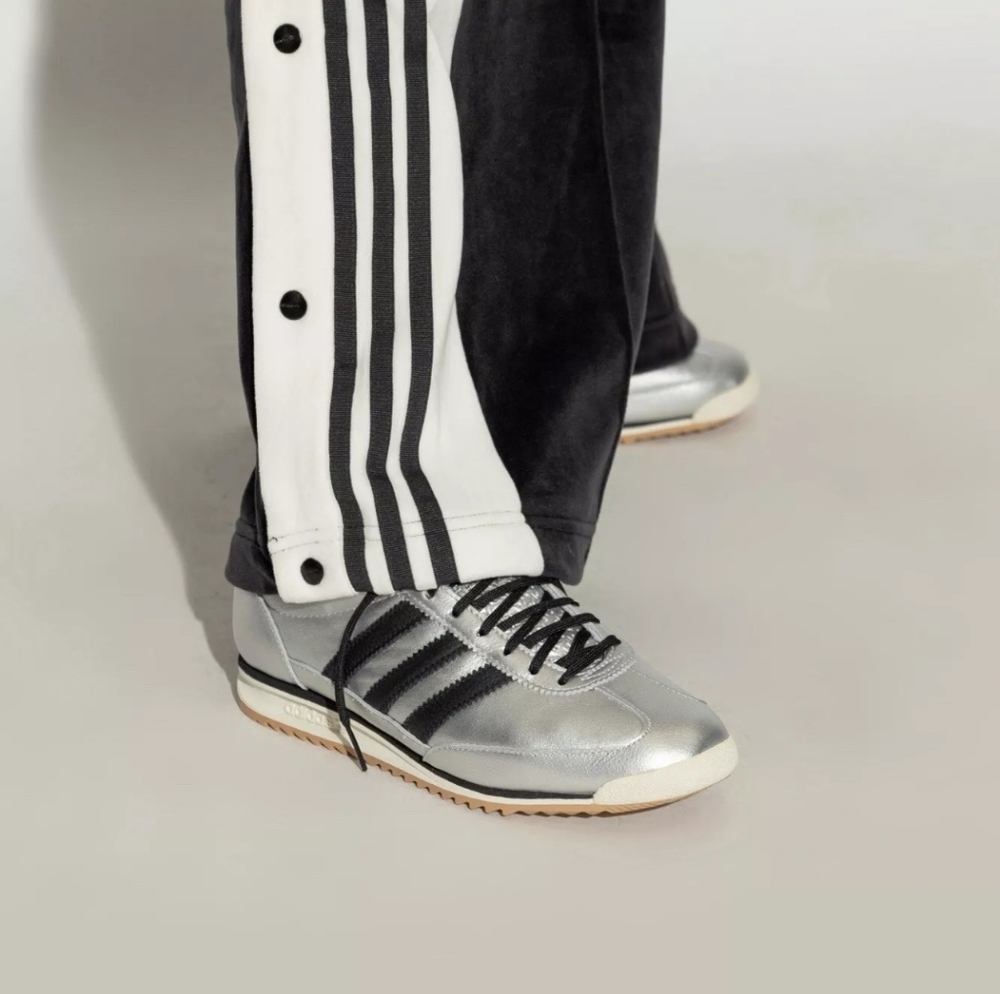 Adidas Silver and Black Sneakers